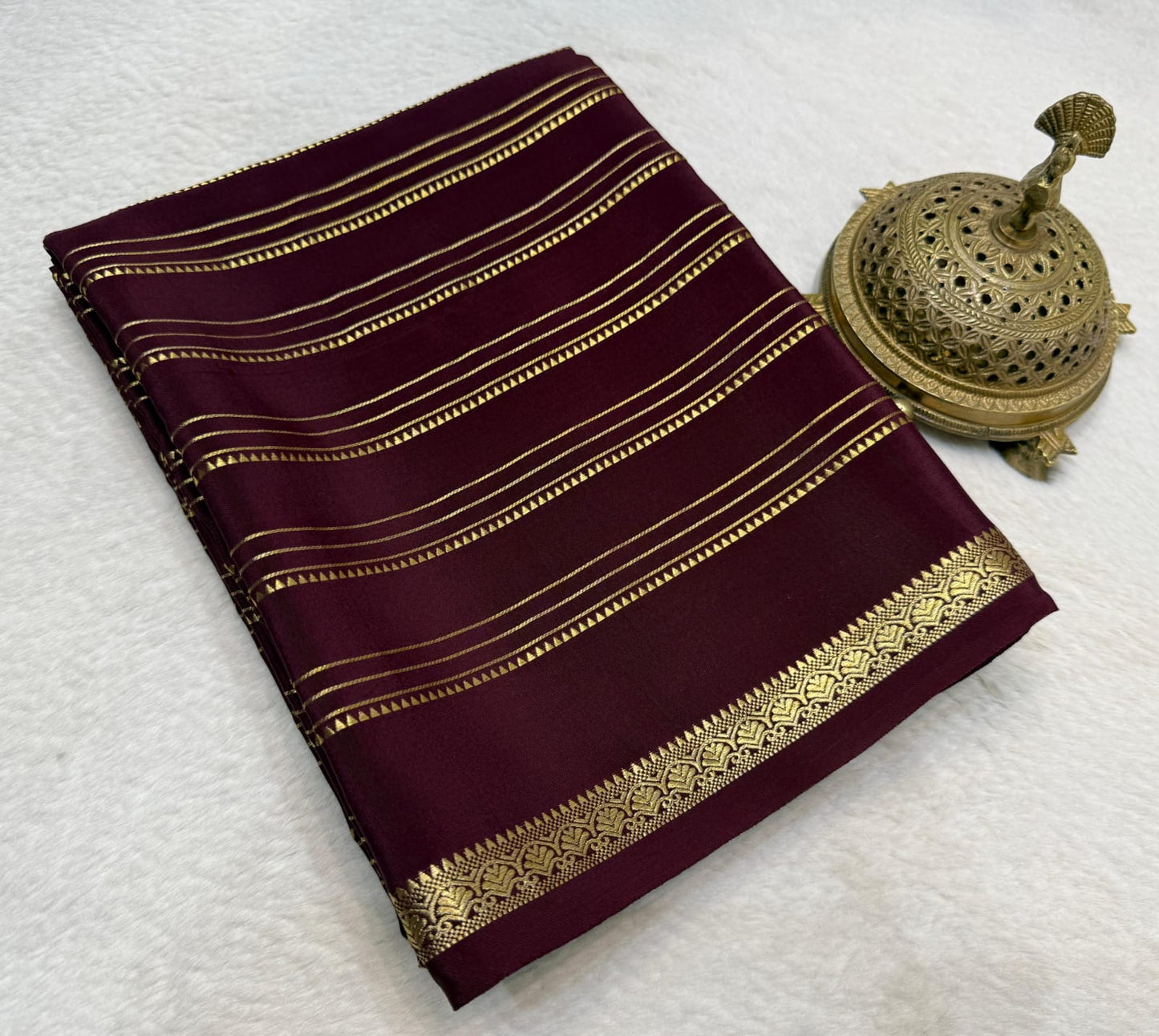 Pure mysore silk 120 gram zari lined saree