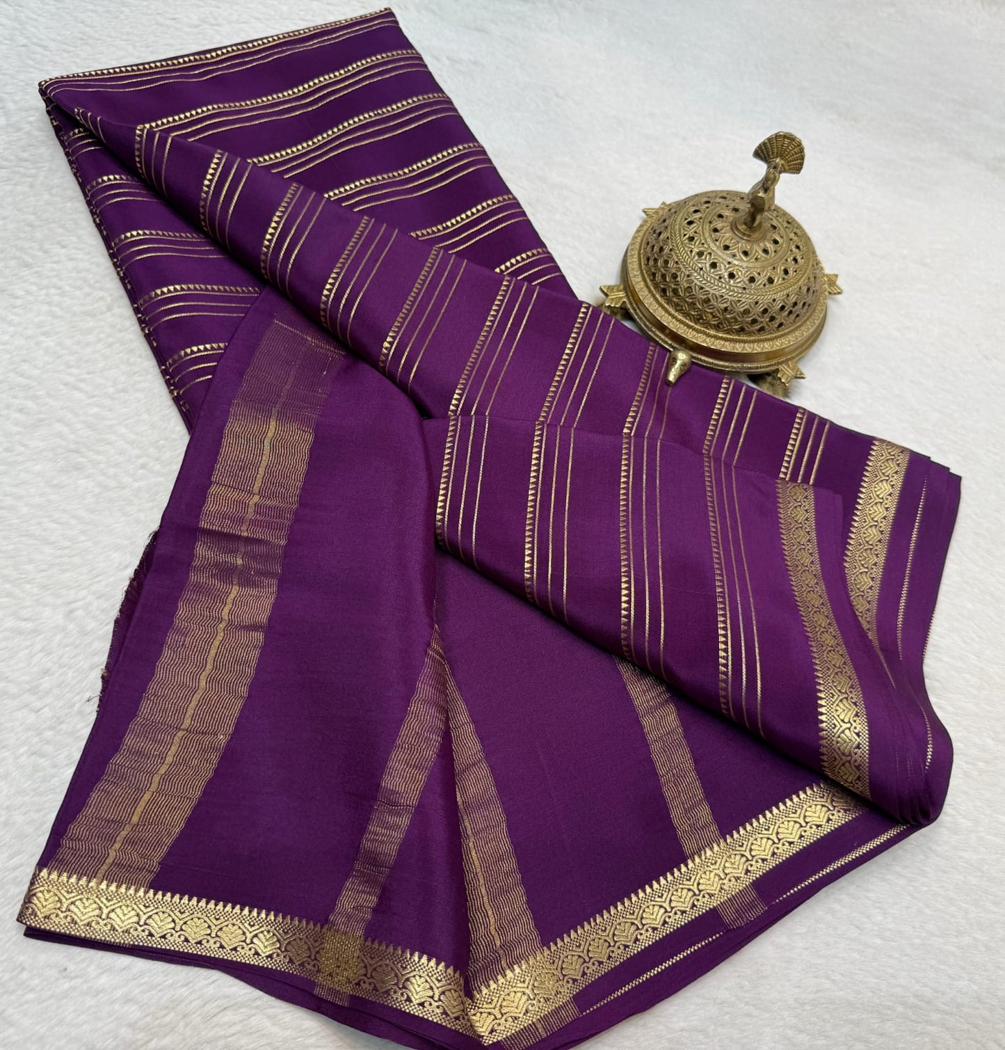 Pure mysore silk 120 gram zari lined saree