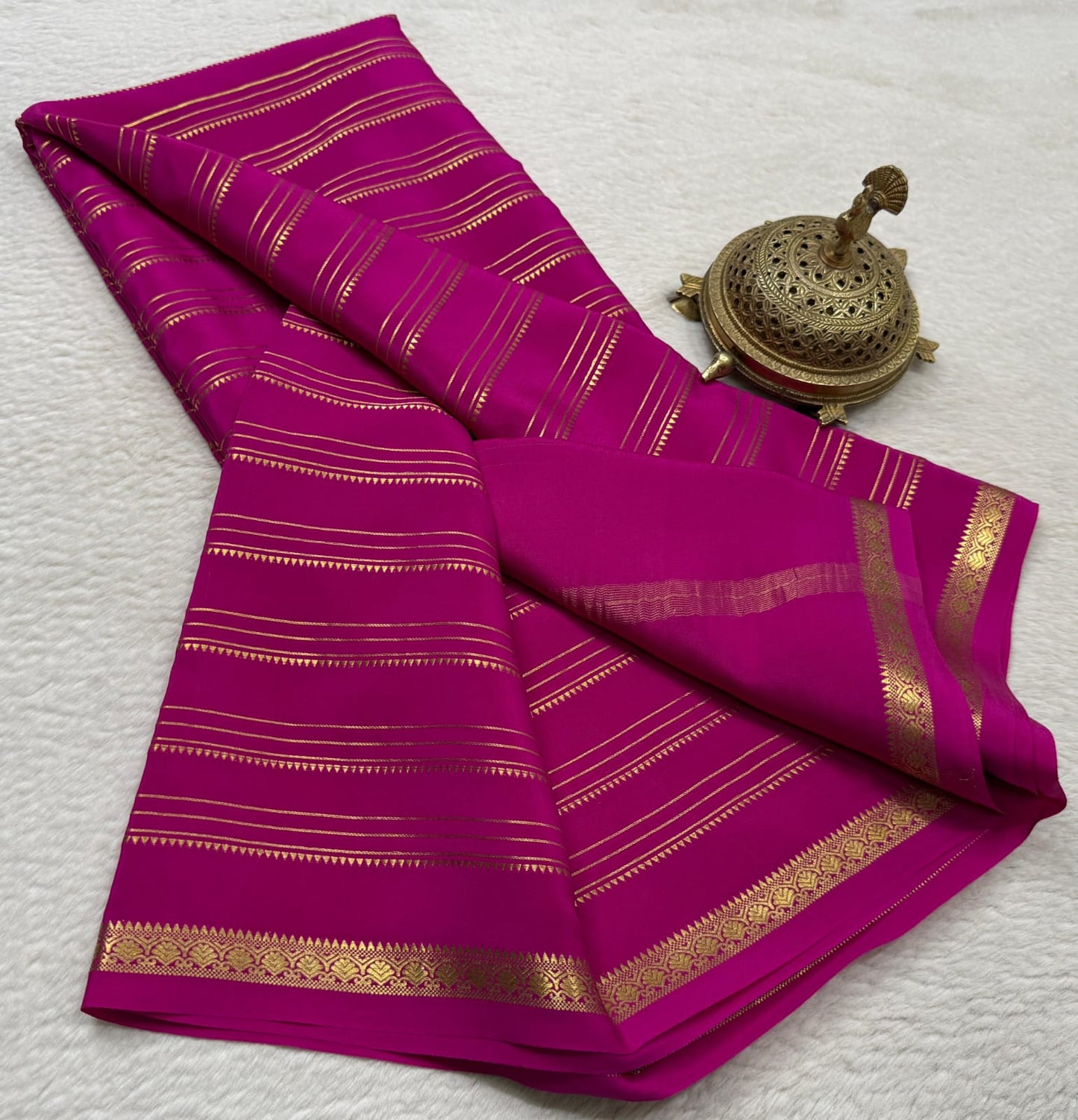Pure mysore silk 120 gram zari lined saree