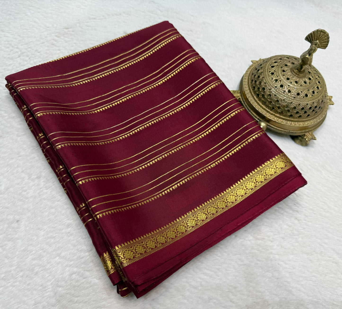 Pure mysore silk 120 gram zari lined saree