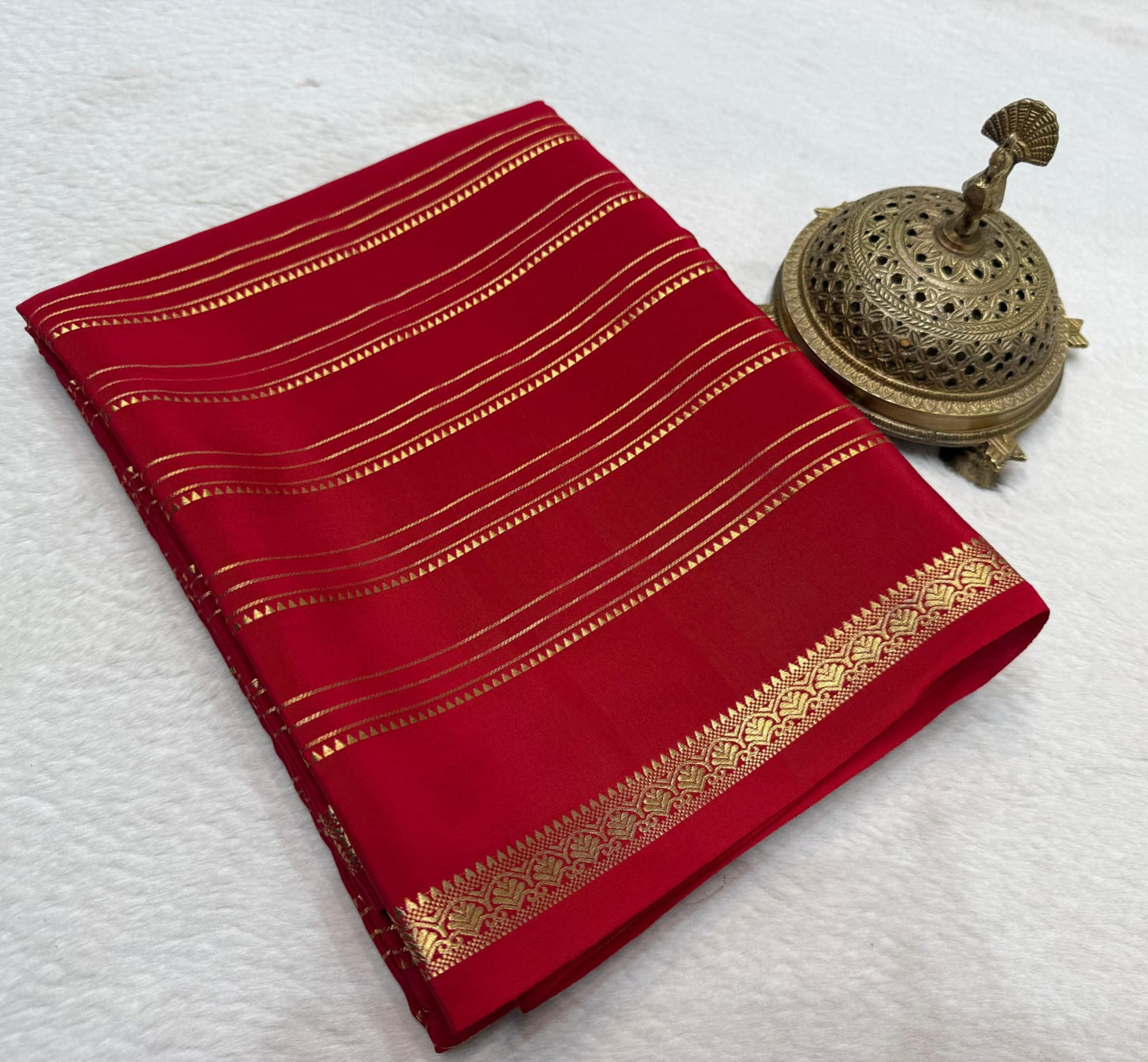 Pure mysore silk 120 gram zari lined saree