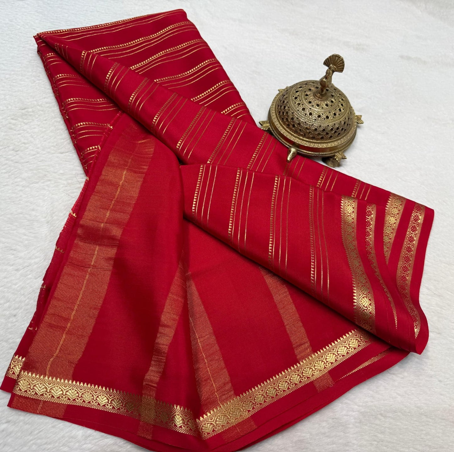 Pure mysore silk 120 gram zari lined saree