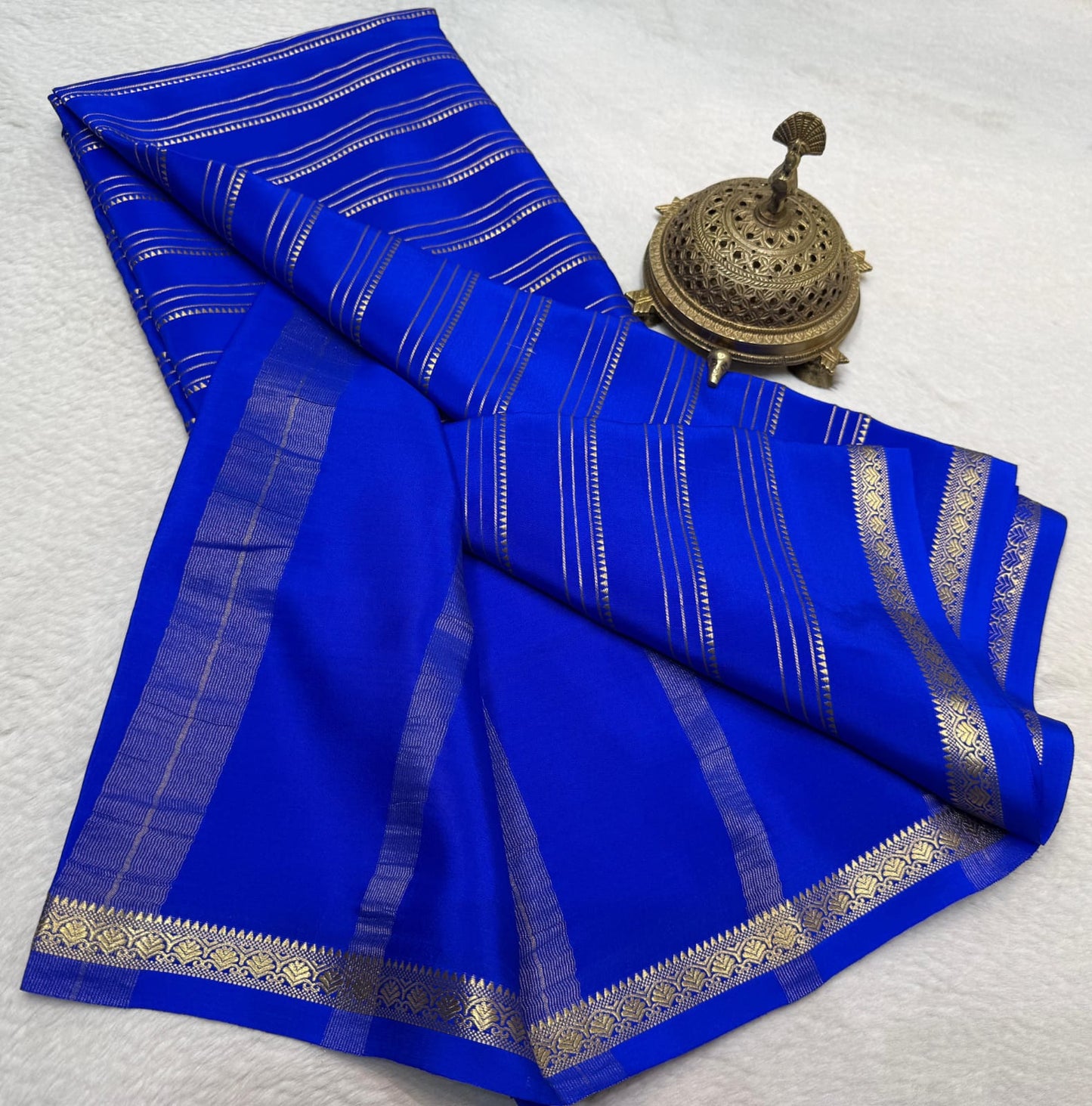 Pure mysore silk 120 gram zari lined saree