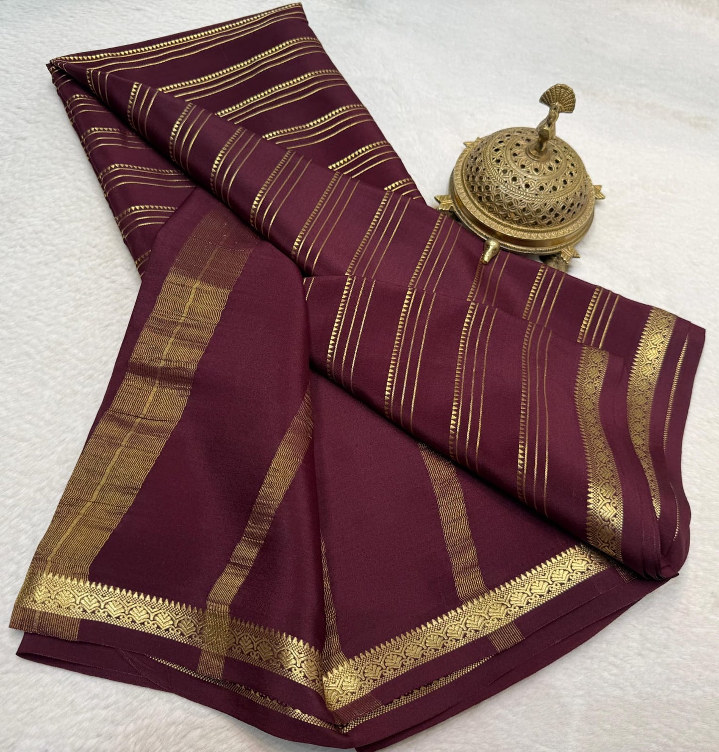 Pure mysore silk 120 gram zari lined saree