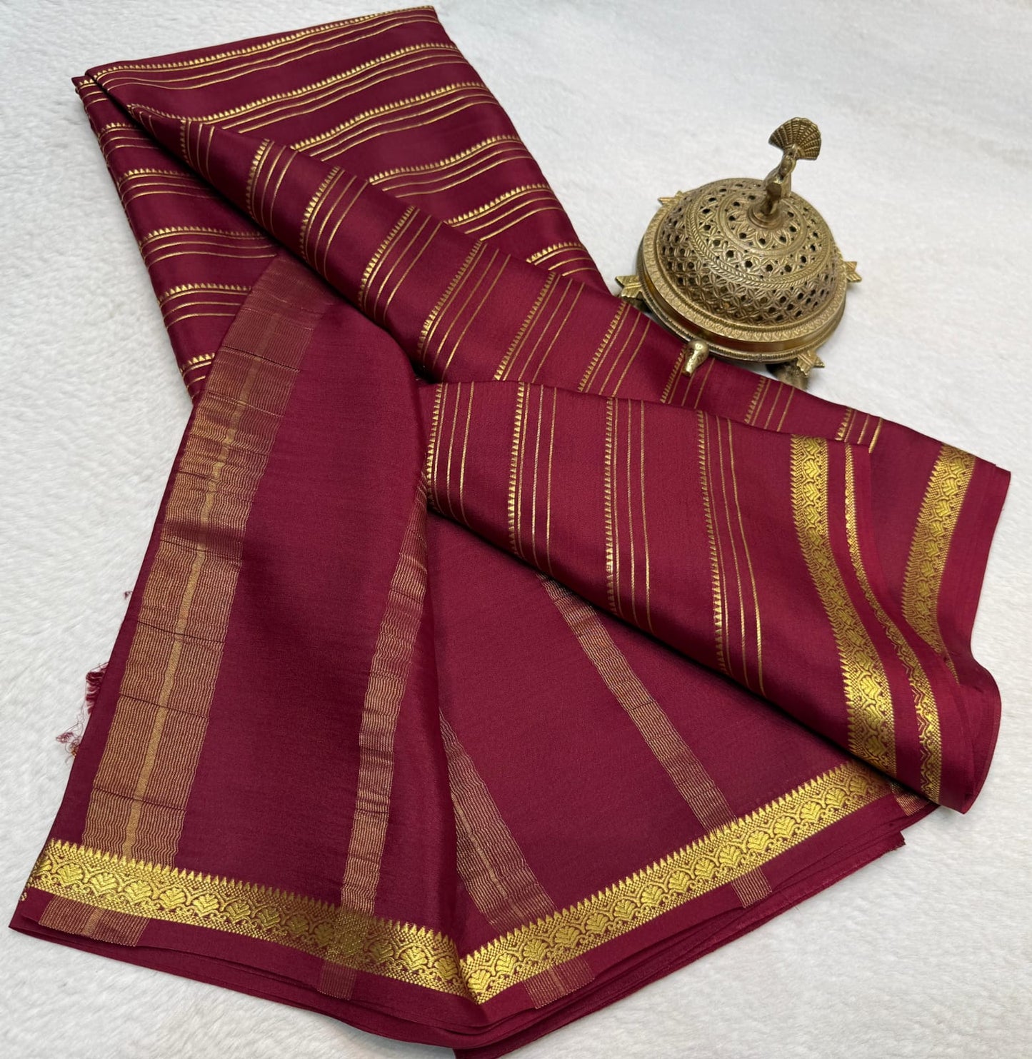 Pure mysore silk 120 gram zari lined saree