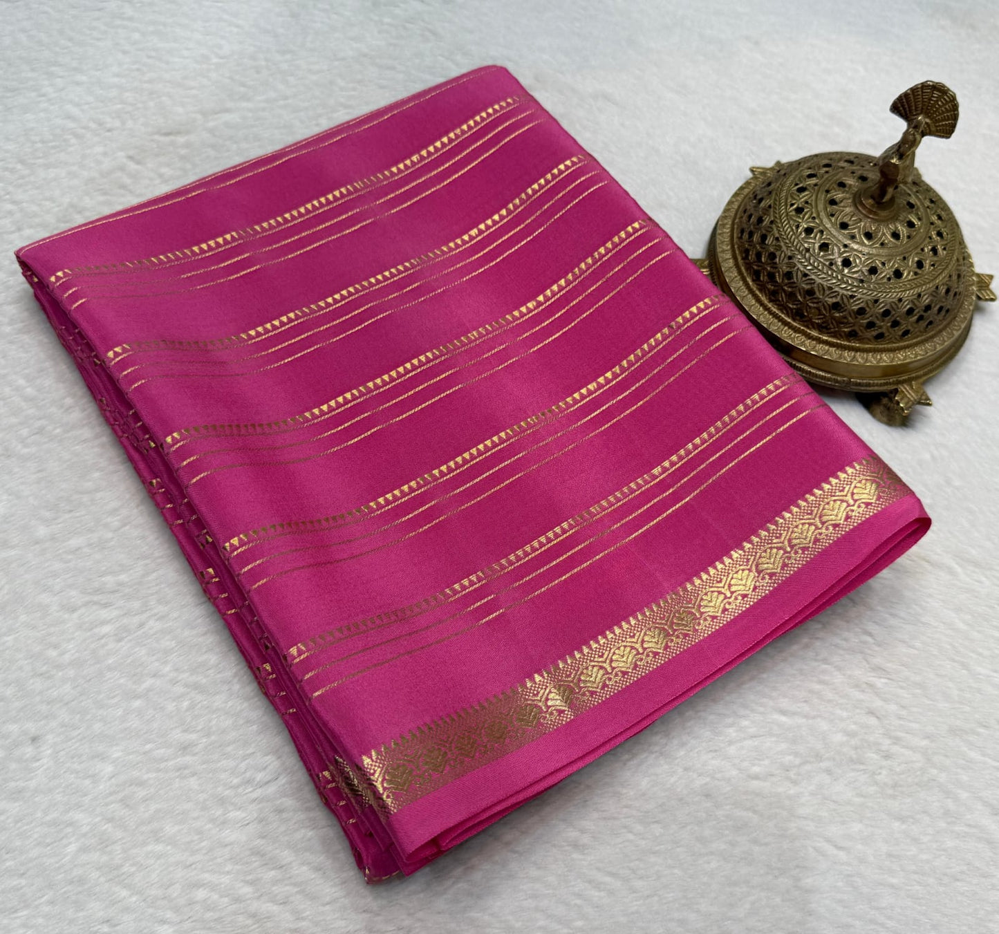 Pure mysore silk 120 gram zari lined saree