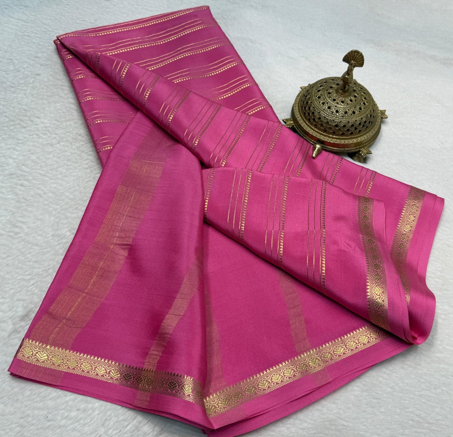 Pure mysore silk 120 gram zari lined saree