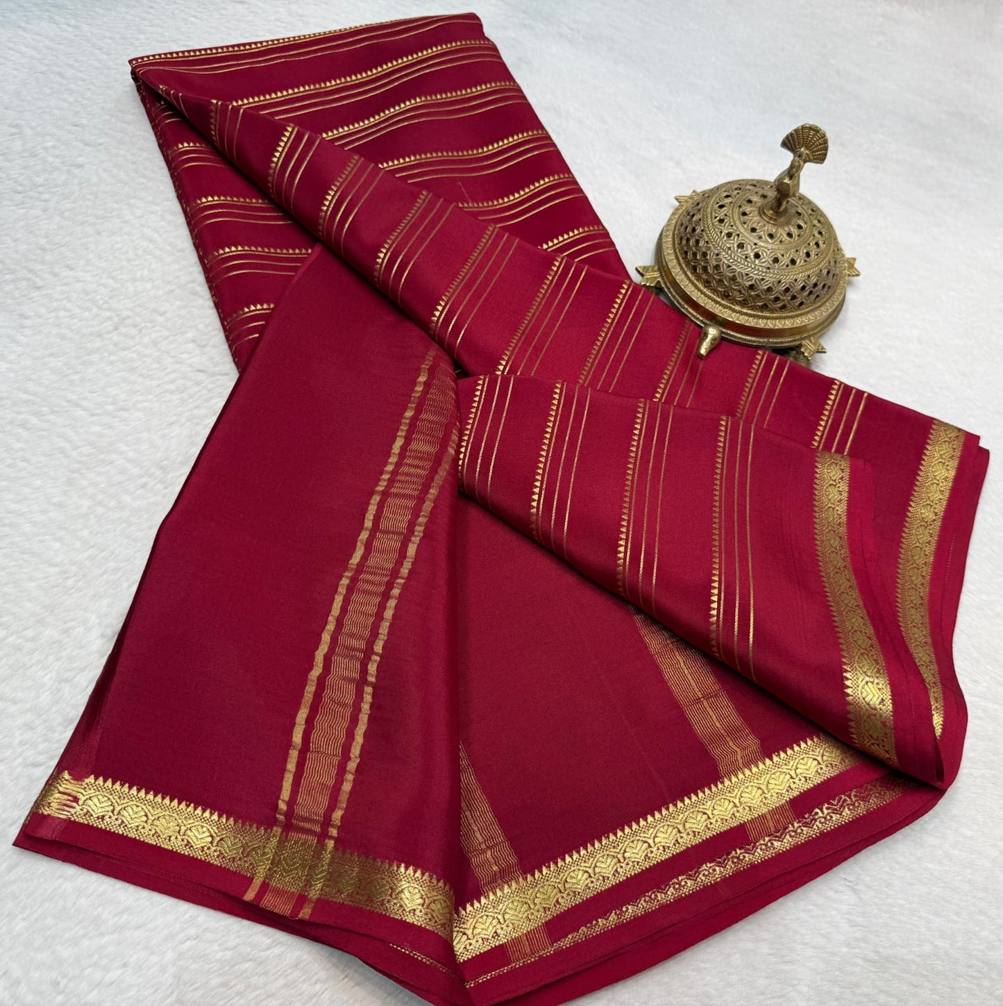 Pure mysore silk 120 gram zari lined saree