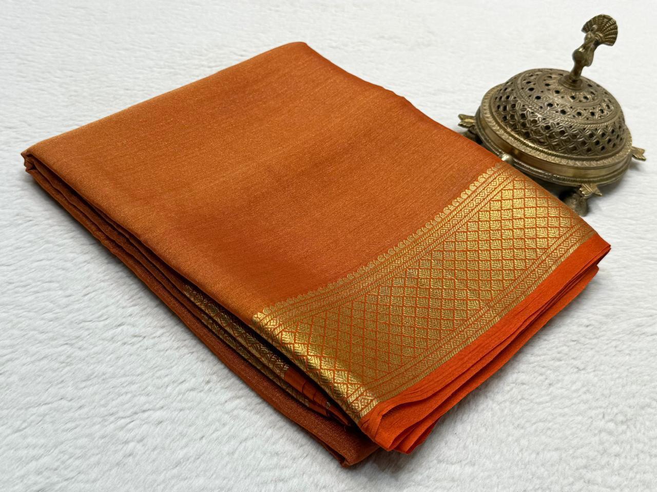 Pure mysore silk 120 gram solid color saree