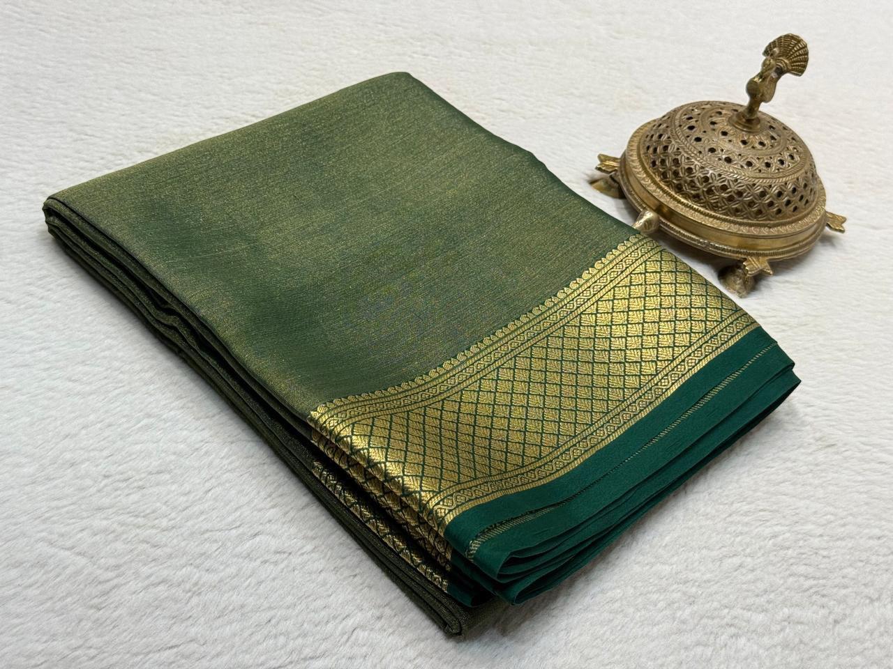 Pure mysore silk 120 gram solid color saree