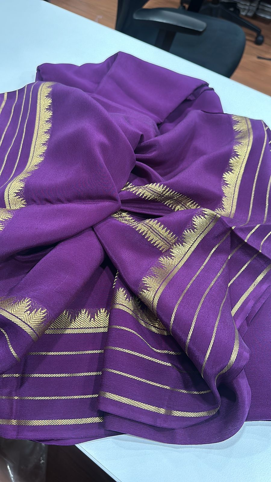 Pure mysore crepe silk 120 grm thickness saree