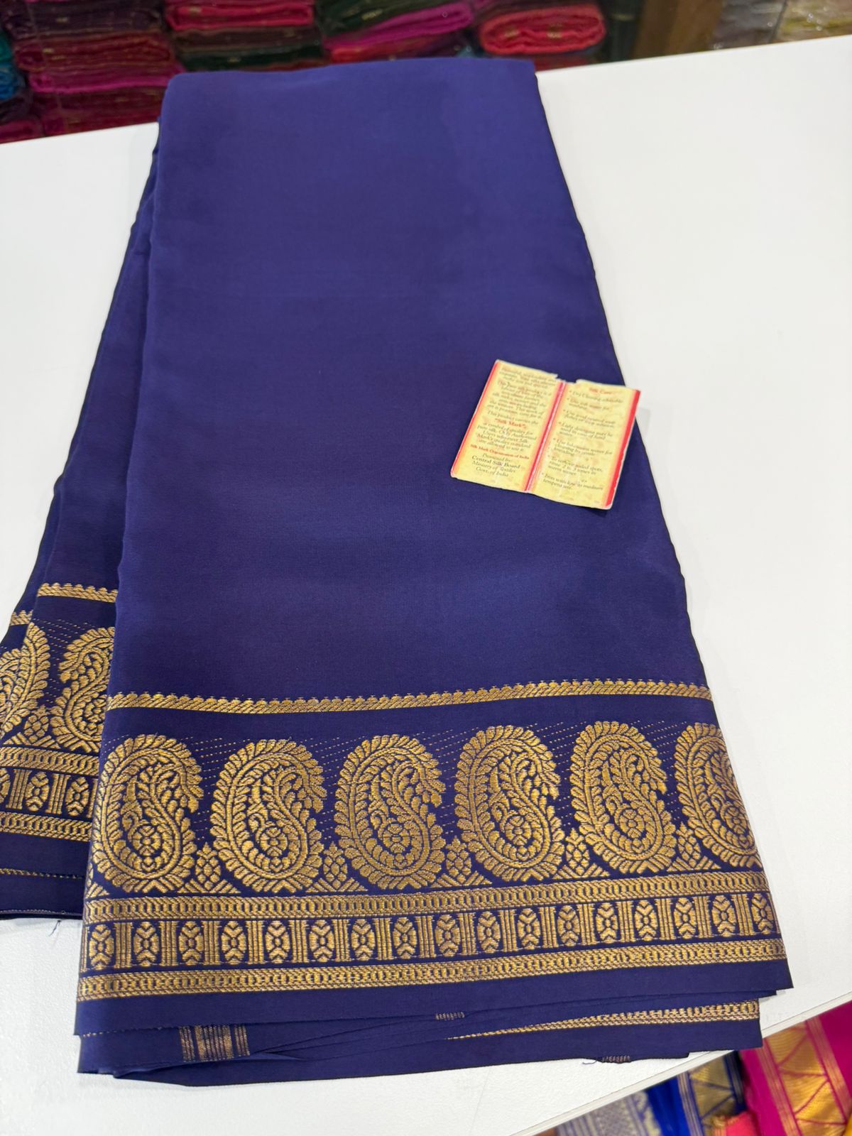 Pure mysore silk mango border 100 grm saree