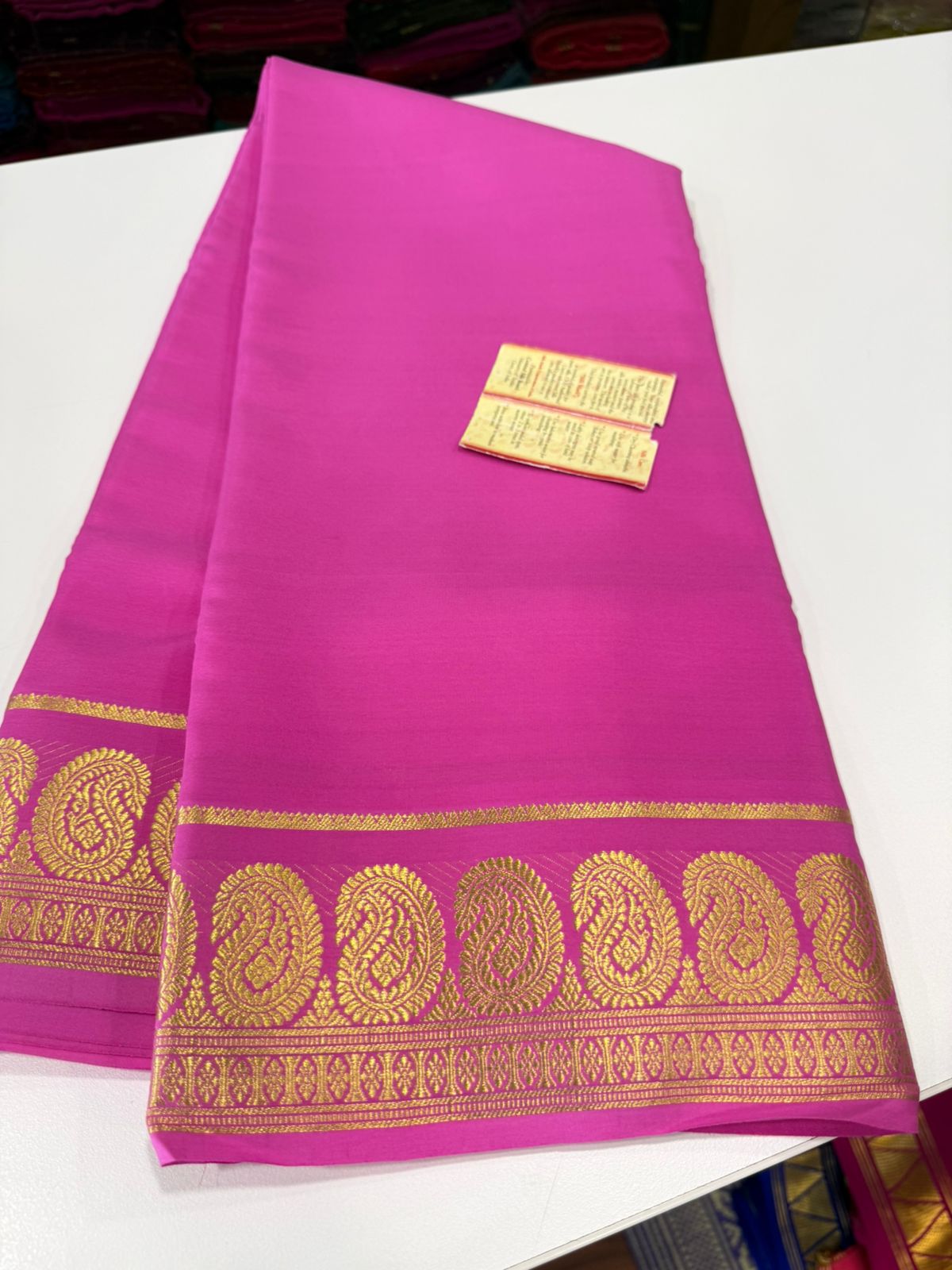 Pure mysore silk mango border 100 grm saree