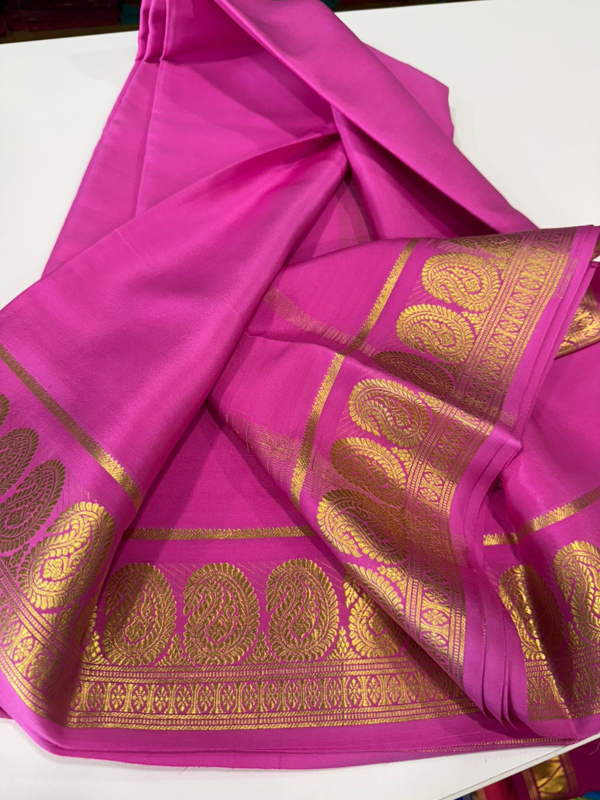 Pure mysore silk mango border 100 grm saree