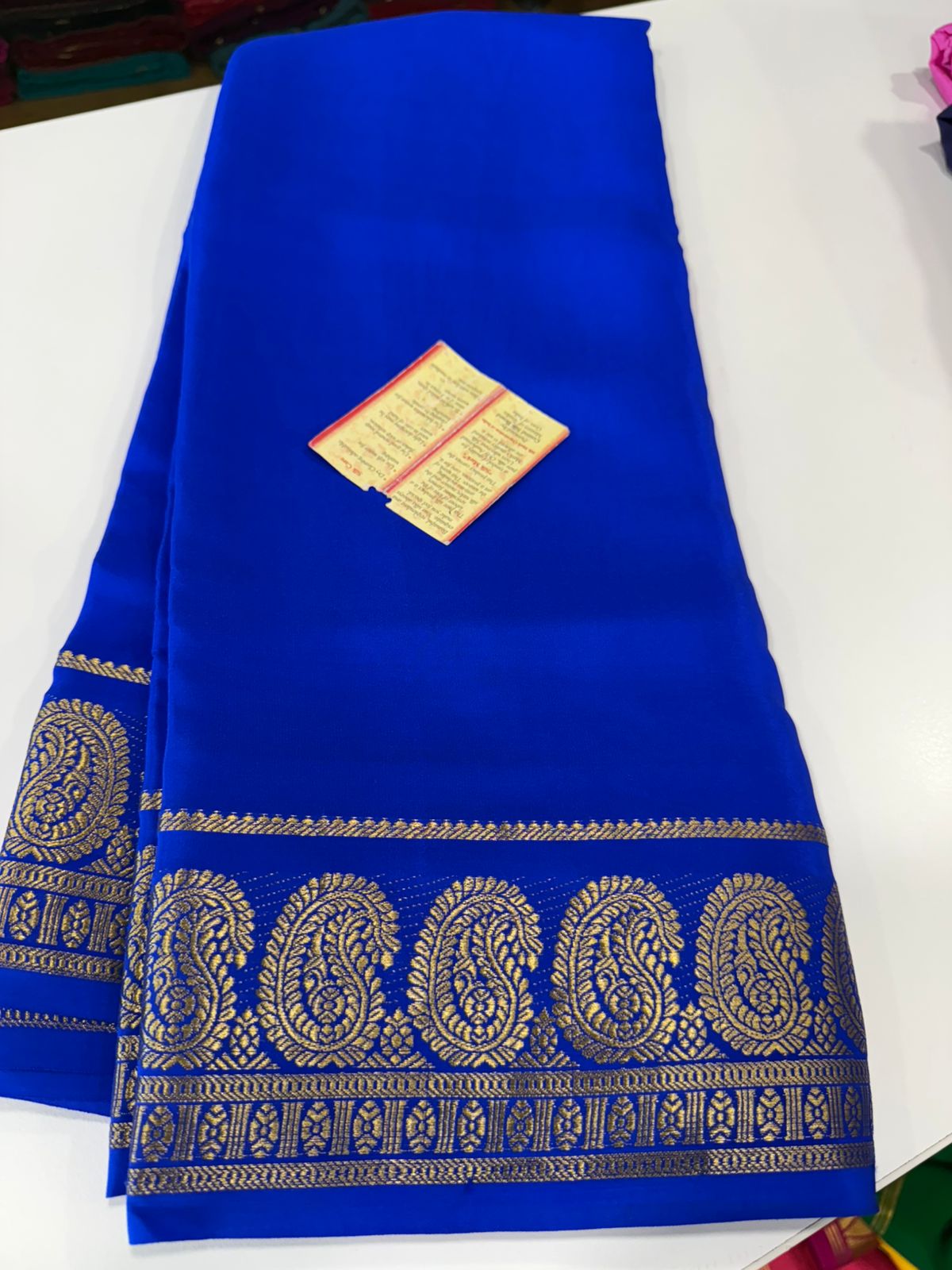 Pure mysore silk mango border 100 grm saree