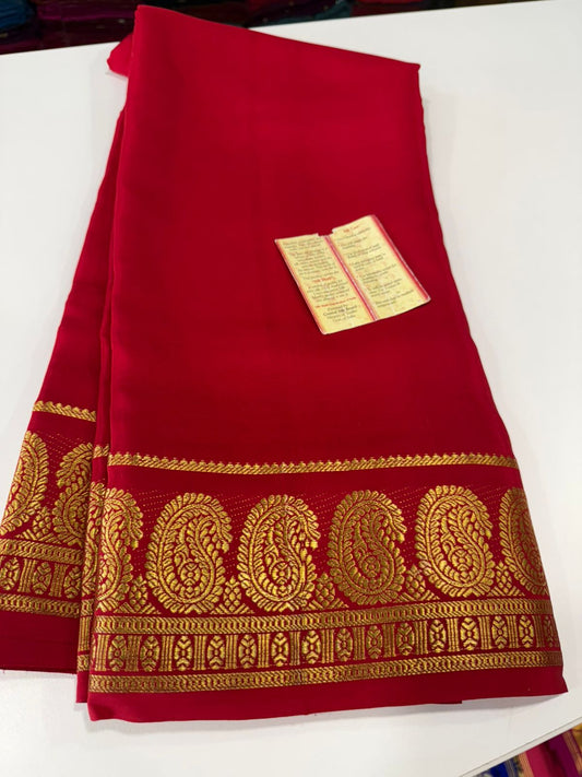 Pure mysore silk mango border 100 grm saree