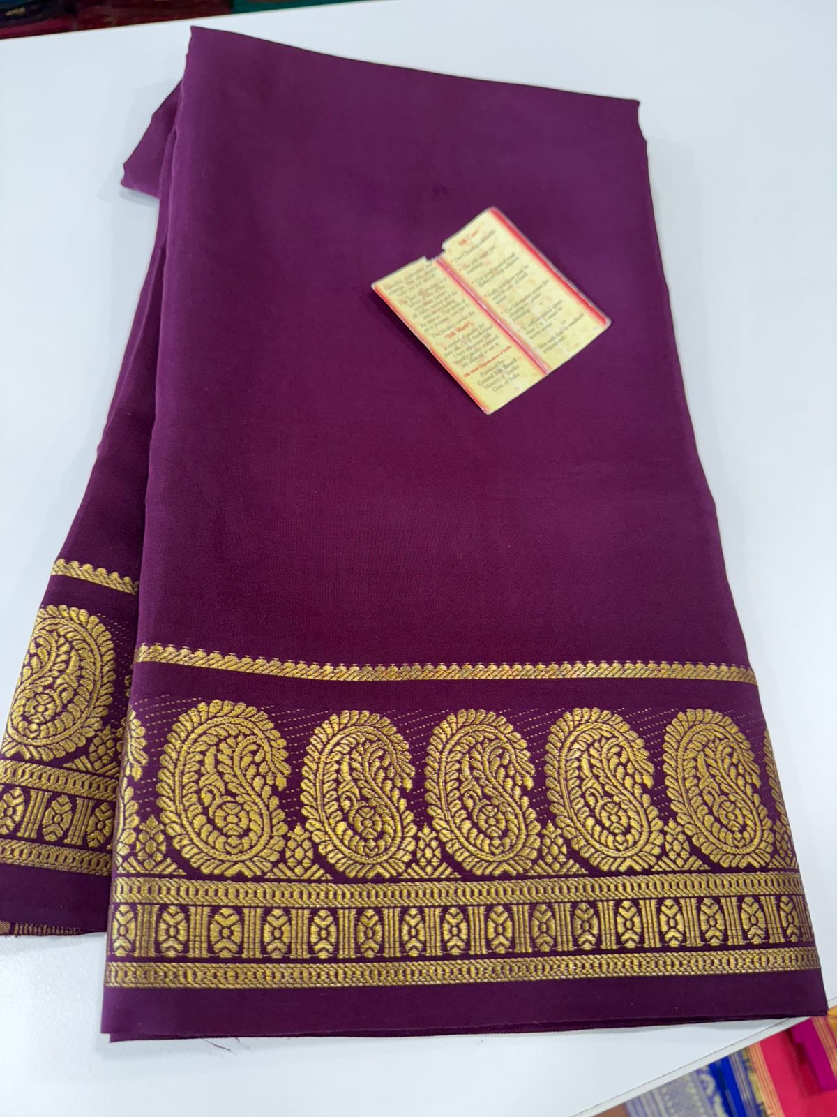 Pure mysore silk mango border 100 grm saree