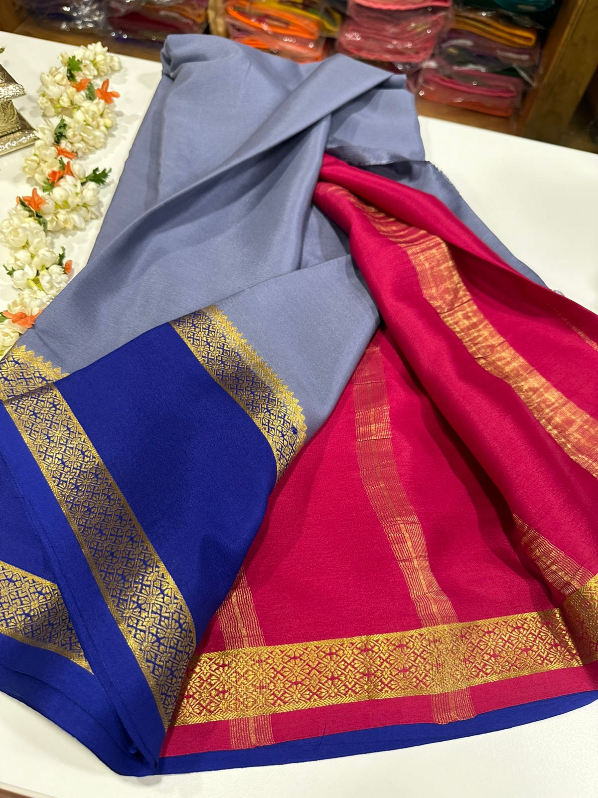 Pure Mysore Silk Ganga Jamuna Saree