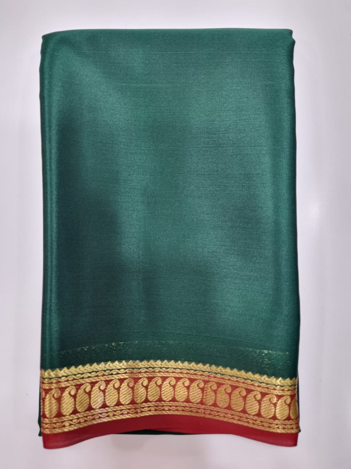 MAROON WITH GREEN - PURE MYSORE CREPE SILK