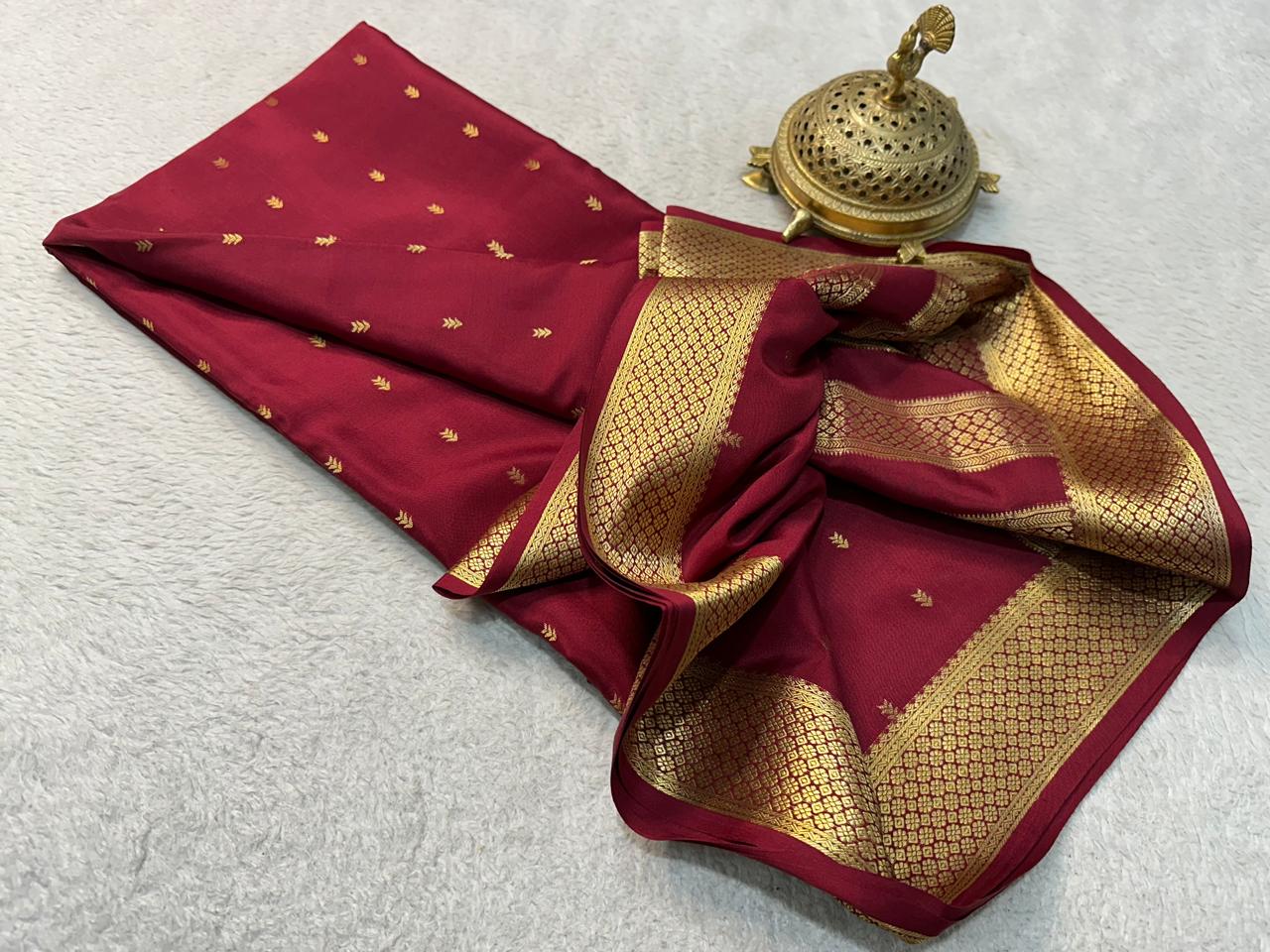 Pure Mysore Silk Authentic Butta Work Saree