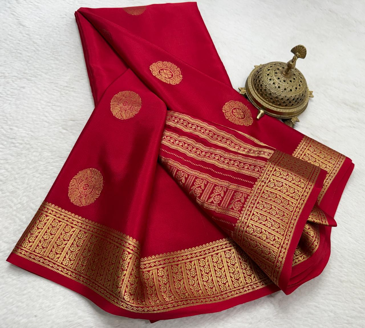 Pure Mysore Silk Authentic Butta Work Saree