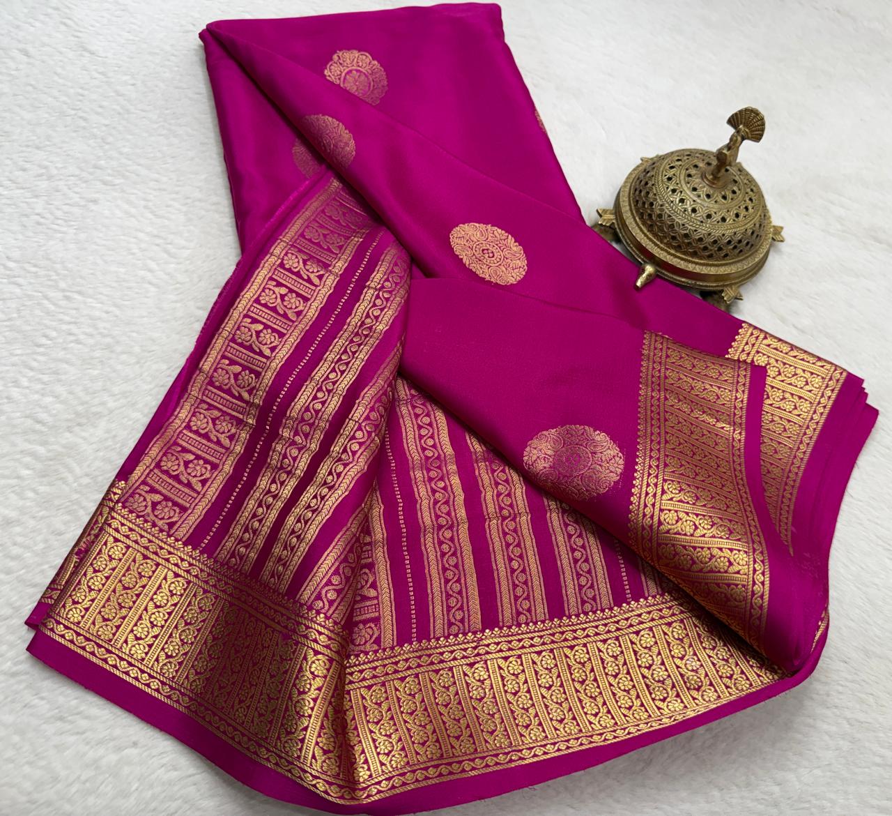 Pure Mysore Silk Authentic Butta Work Saree