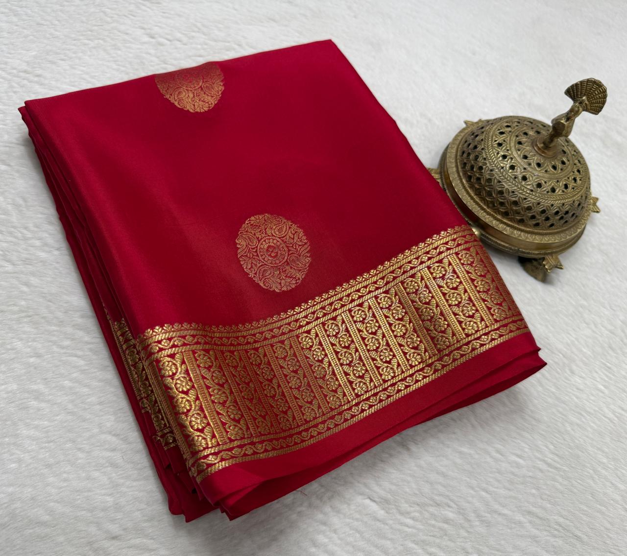 Pure Mysore Silk Authentic Butta Work Saree