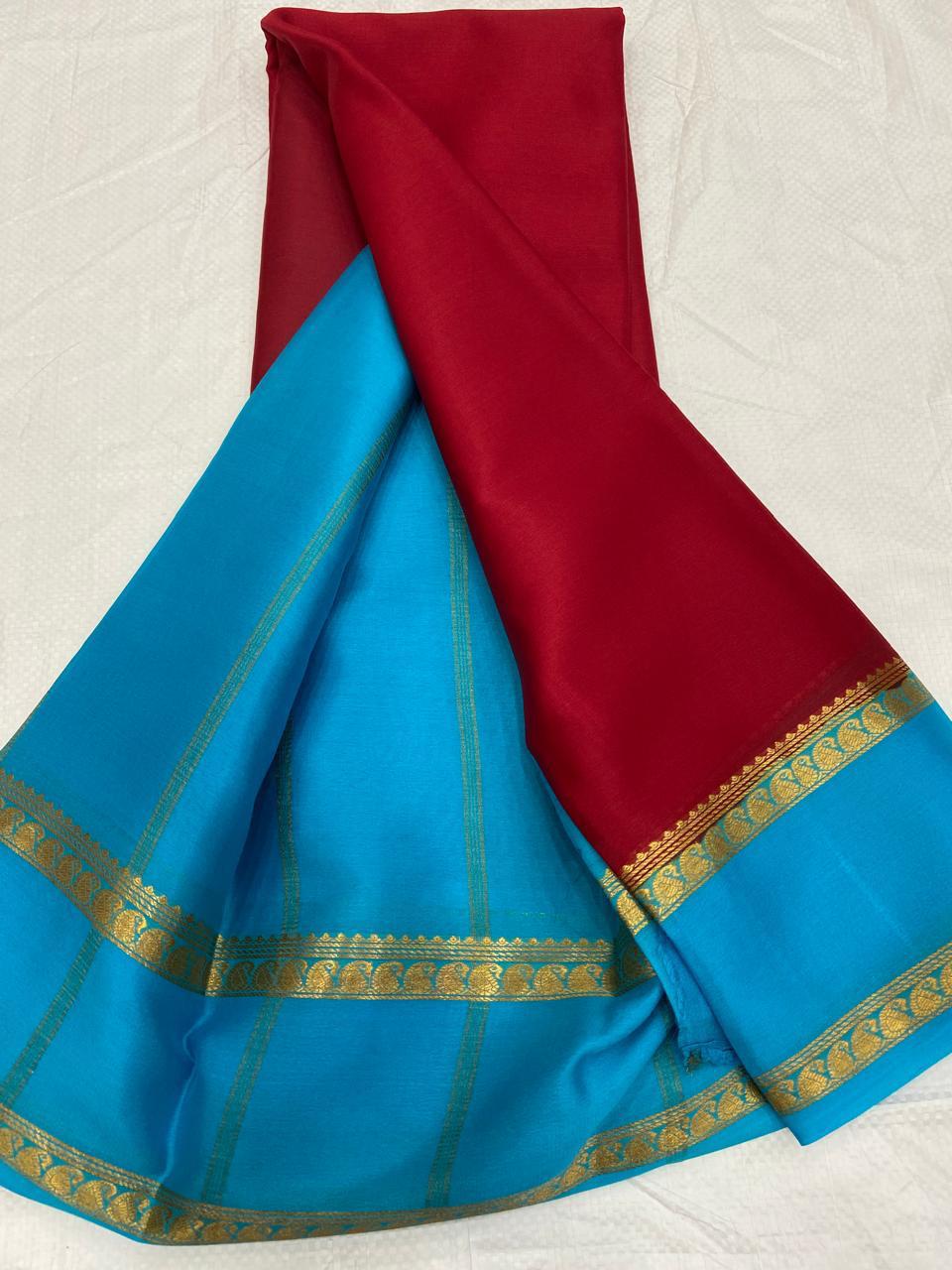 Graceful Pure Mysore Silk Saree with Small Mango Border