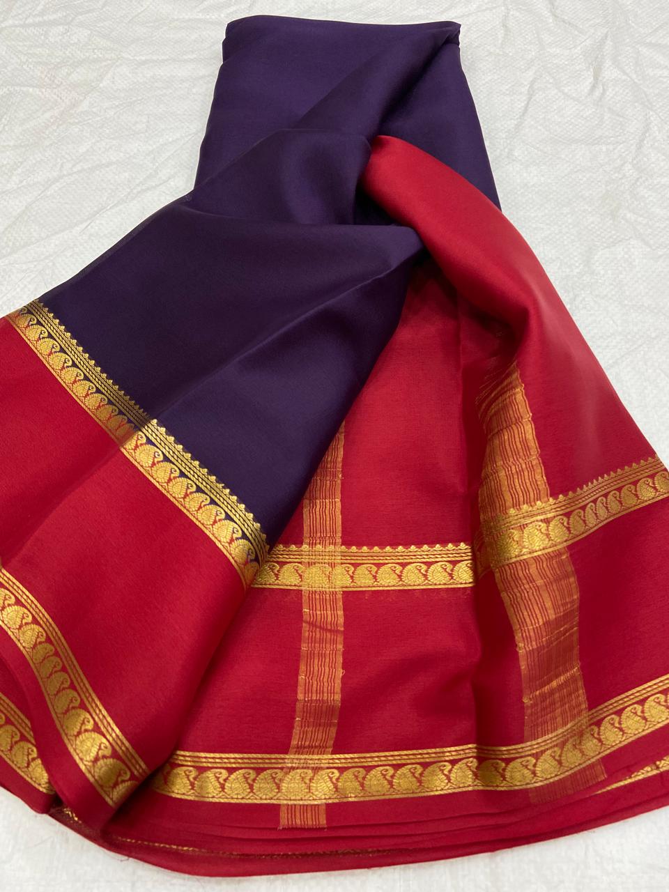 Graceful Pure Mysore Silk Saree with Small Mango Border