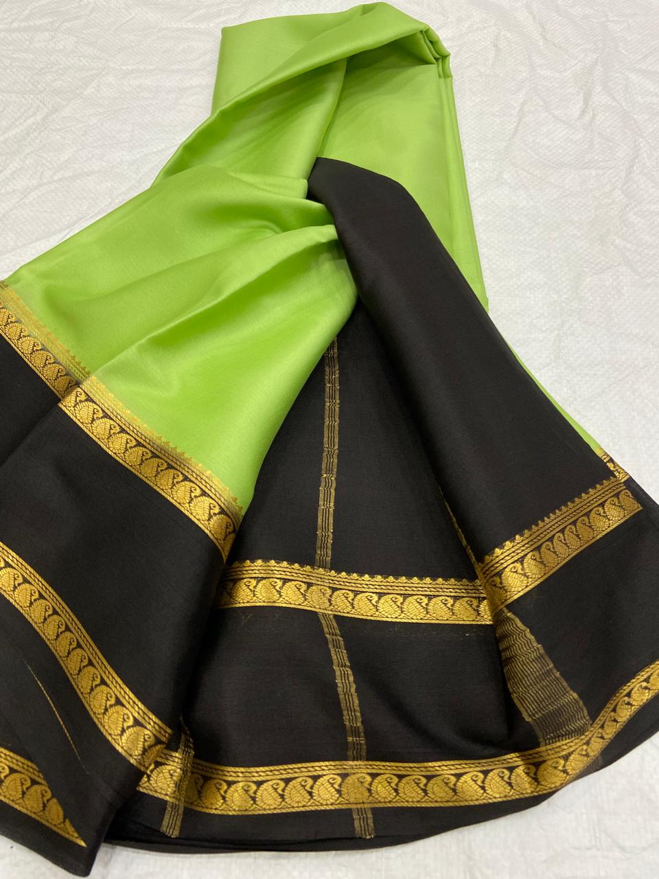 Graceful Pure Mysore Silk Saree with Small Mango Border