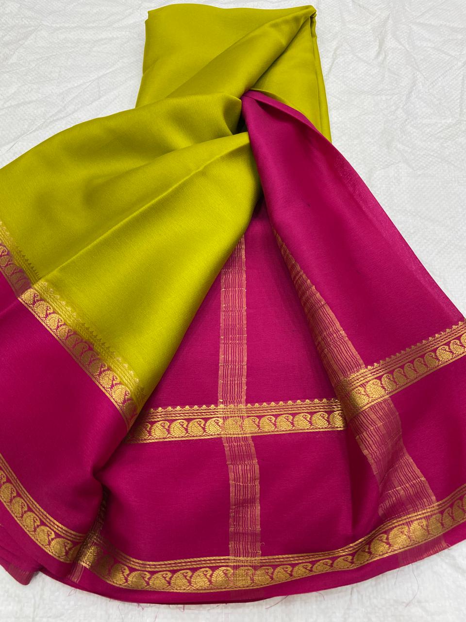 Graceful Pure Mysore Silk Saree with Small Mango Border