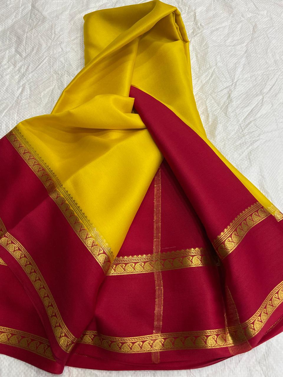 Graceful Pure Mysore Silk Saree with Small Mango Border