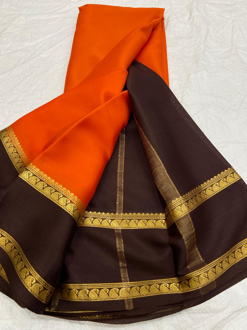 Graceful Pure Mysore Silk Saree with Small Mango Border