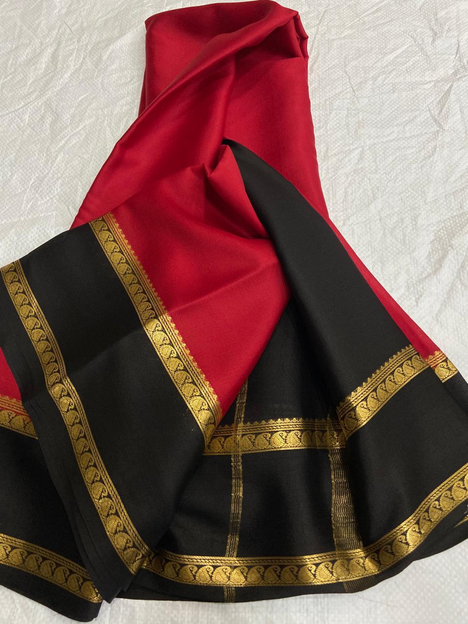 Graceful Pure Mysore Silk Saree with Small Mango Border