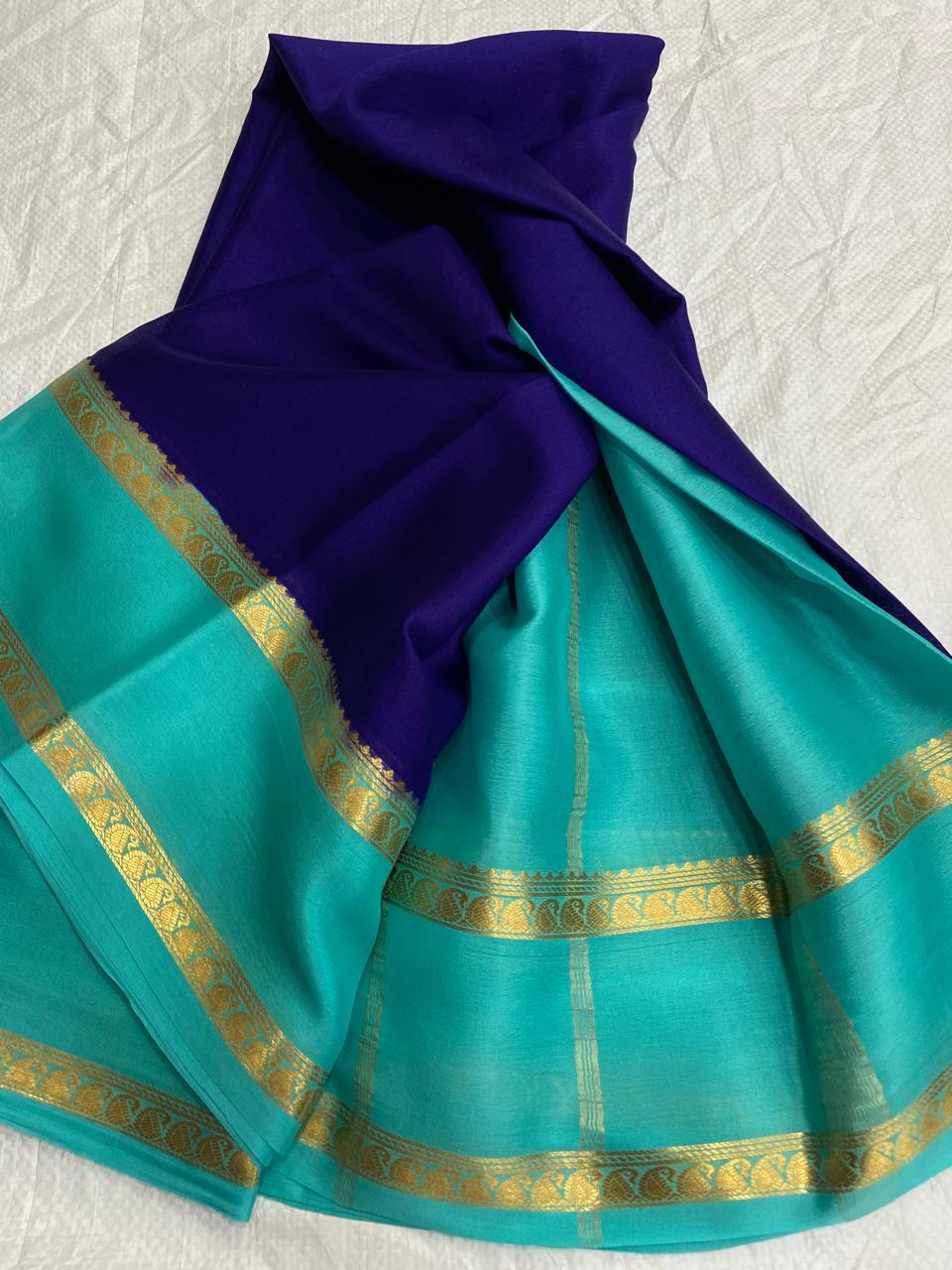 Graceful Pure Mysore Silk Saree with Small Mango Border