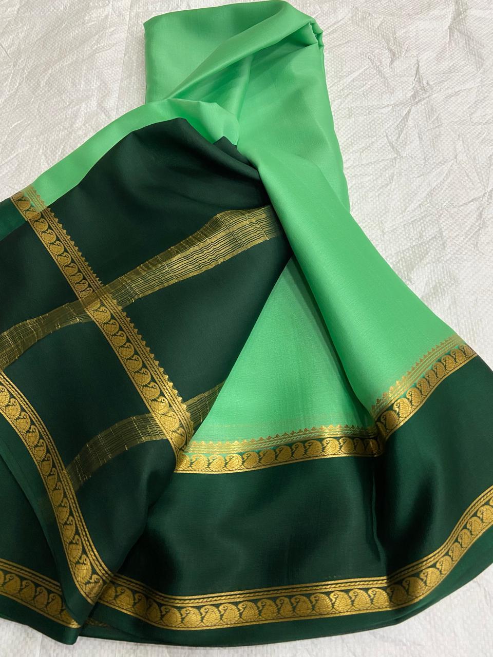 Graceful Pure Mysore Silk Saree with Small Mango Border