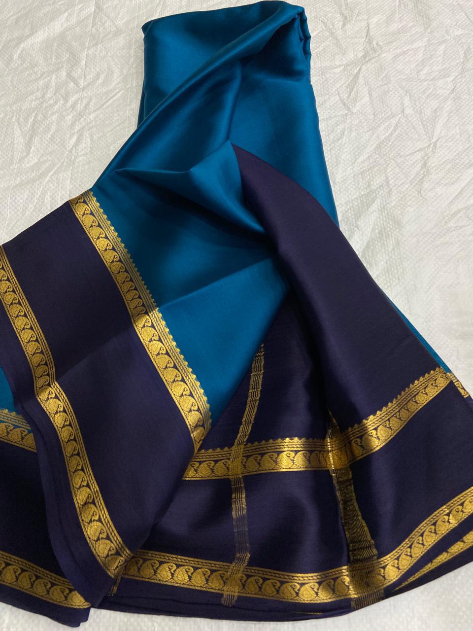 Graceful Pure Mysore Silk Saree with Small Mango Border