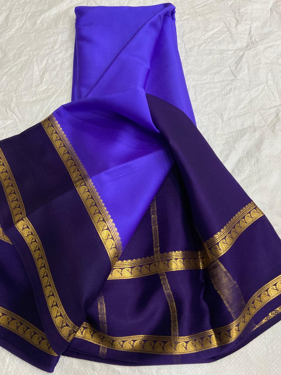 Graceful Pure Mysore Silk Saree with Small Mango Border