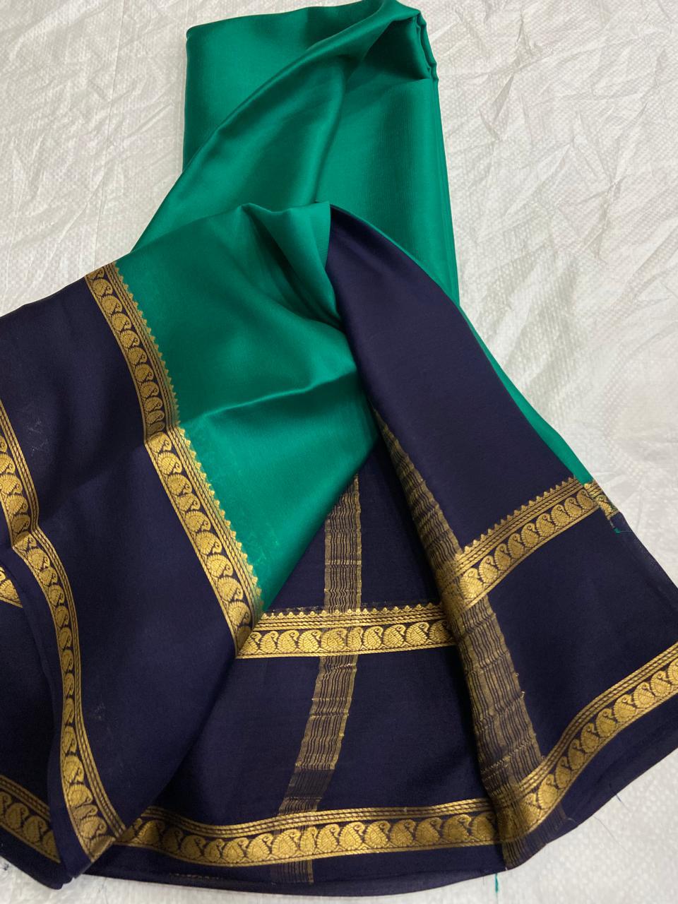 Graceful Pure Mysore Silk Saree with Small Mango Border