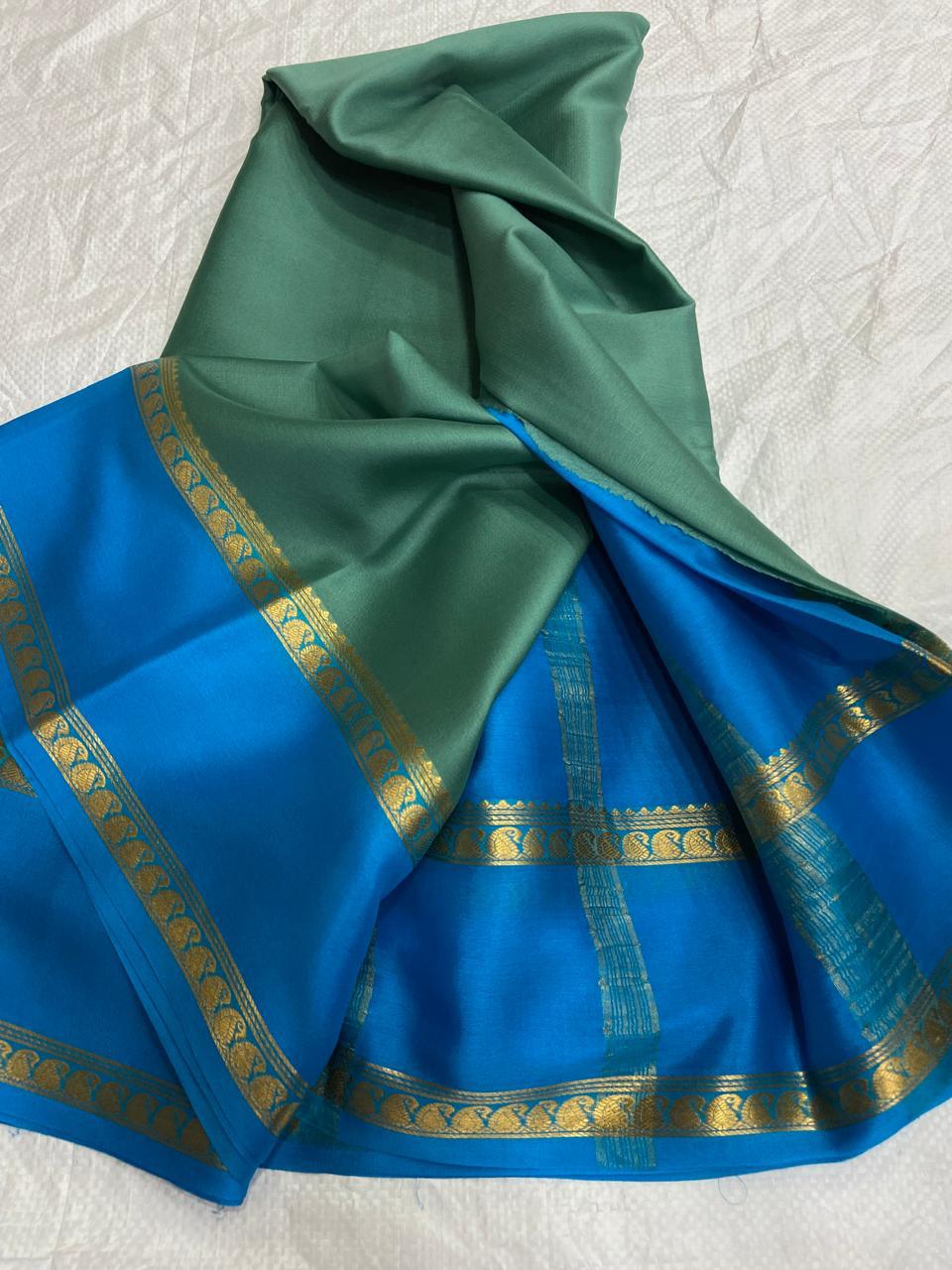 Graceful Pure Mysore Silk Saree with Small Mango Border