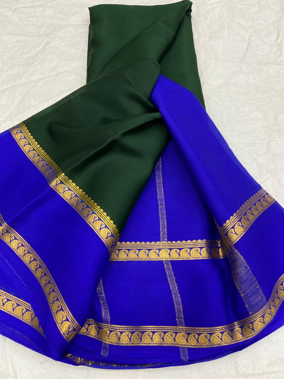 Graceful Pure Mysore Silk Saree with Small Mango Border