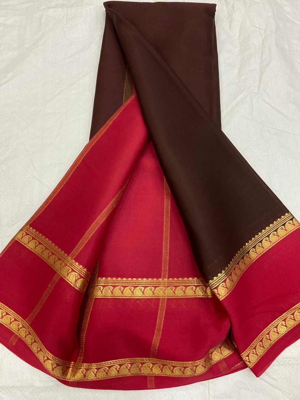 Graceful Pure Mysore Silk Saree with Small Mango Border