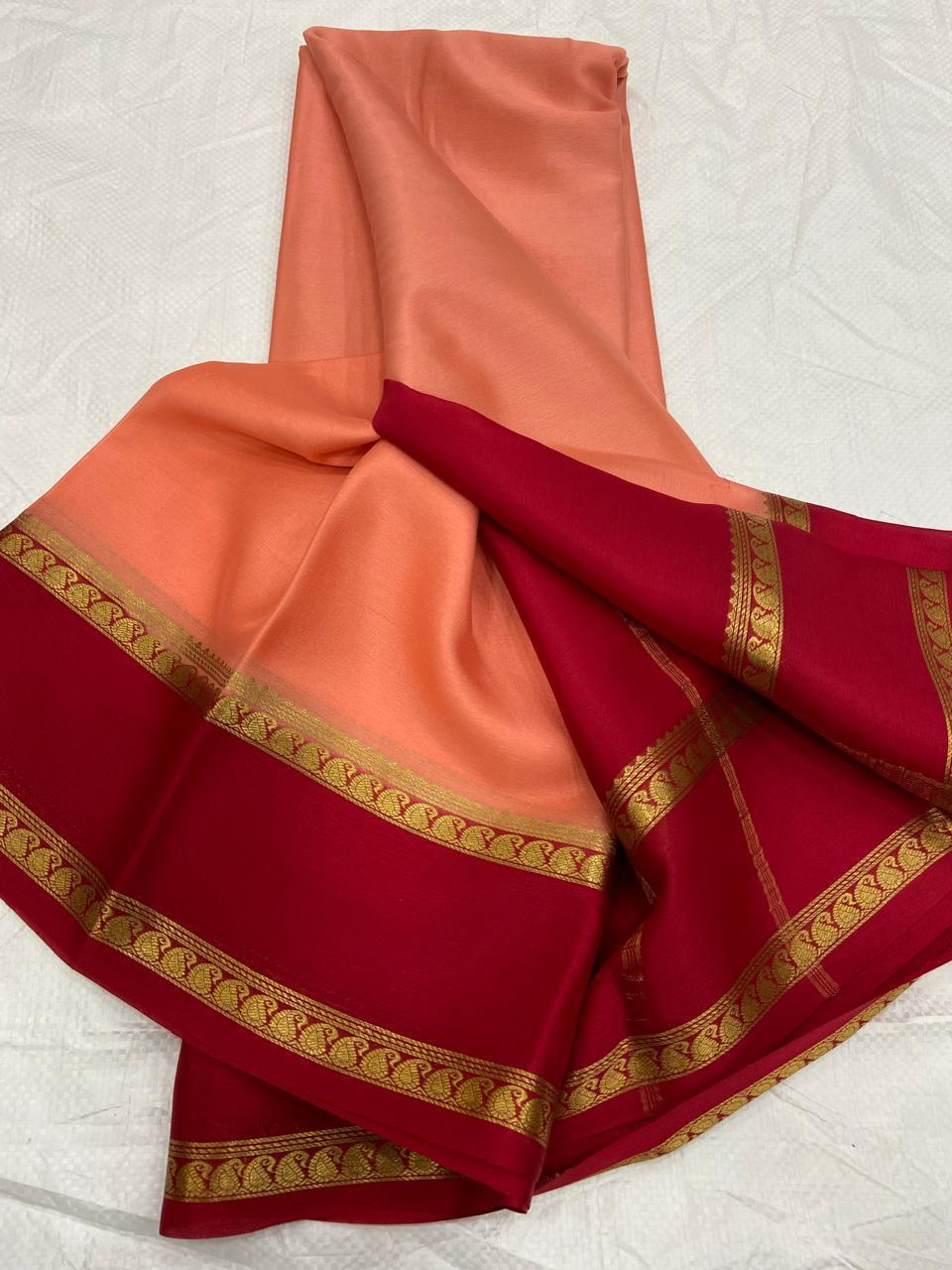 Graceful Pure Mysore Silk Saree with Small Mango Border