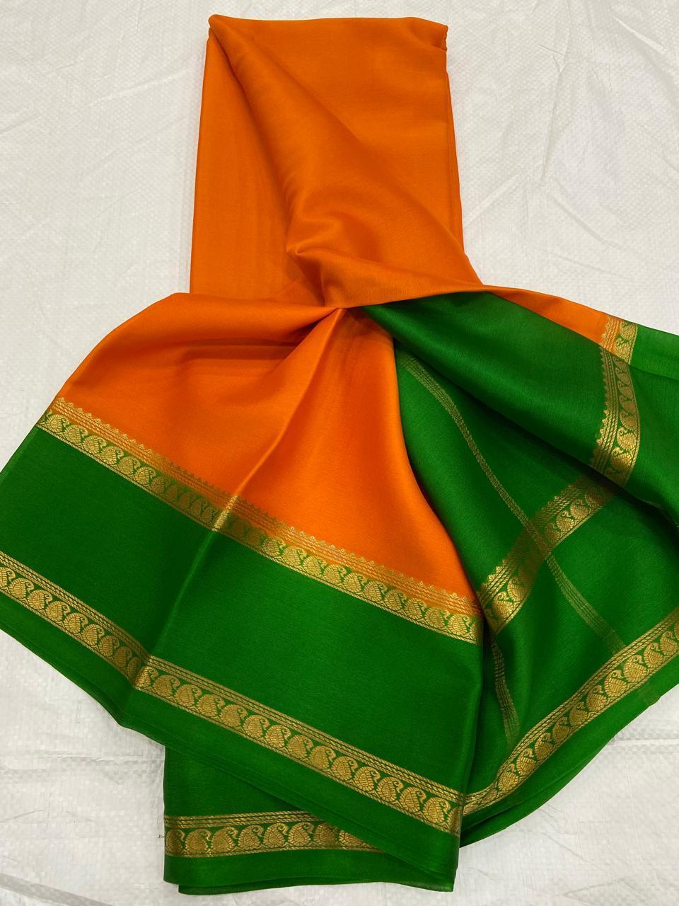 Graceful Pure Mysore Silk Saree with Small Mango Border