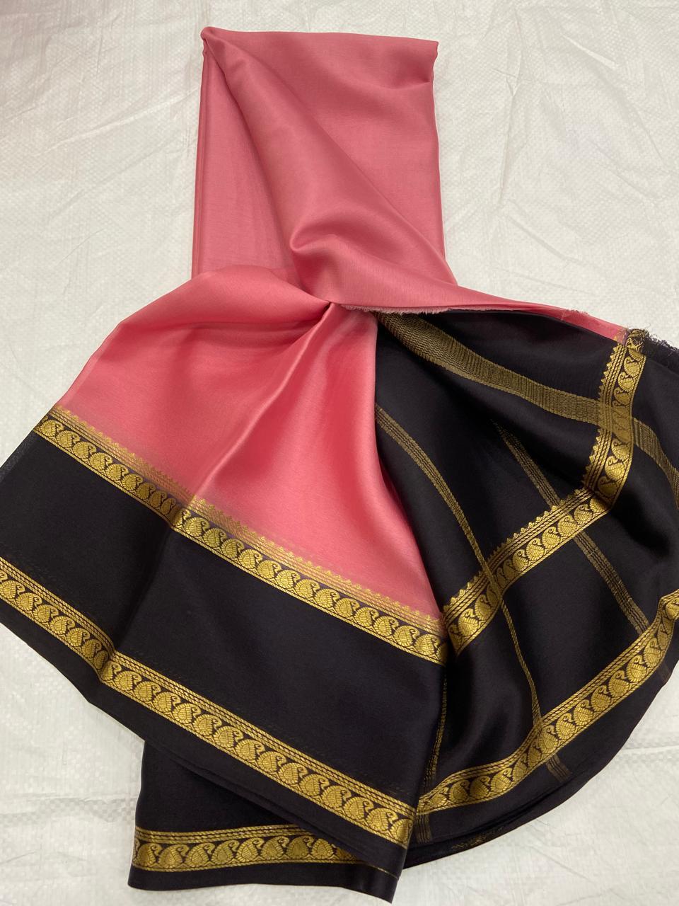 Graceful Pure Mysore Silk Saree with Small Mango Border