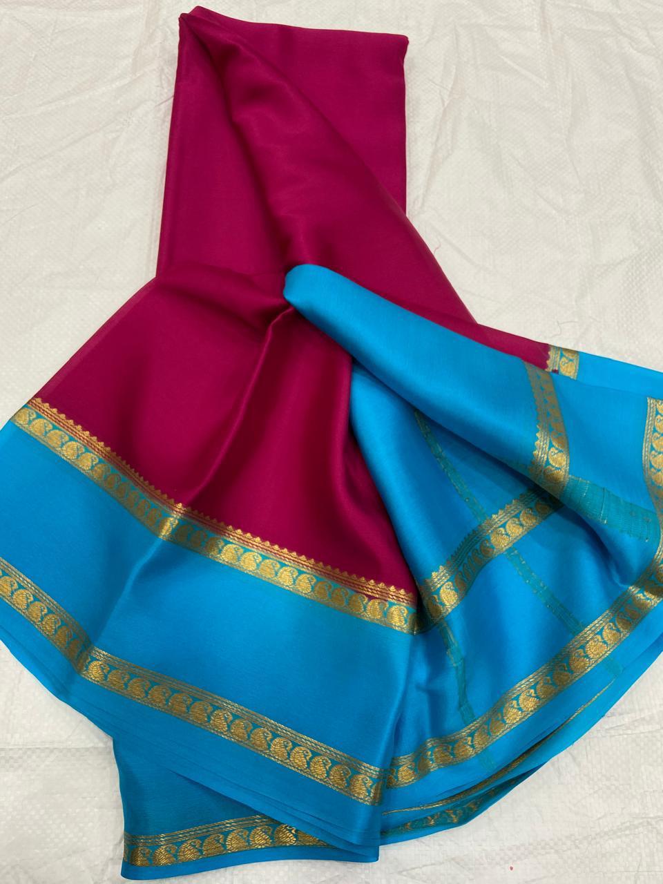 Graceful Pure Mysore Silk Saree with Small Mango Border