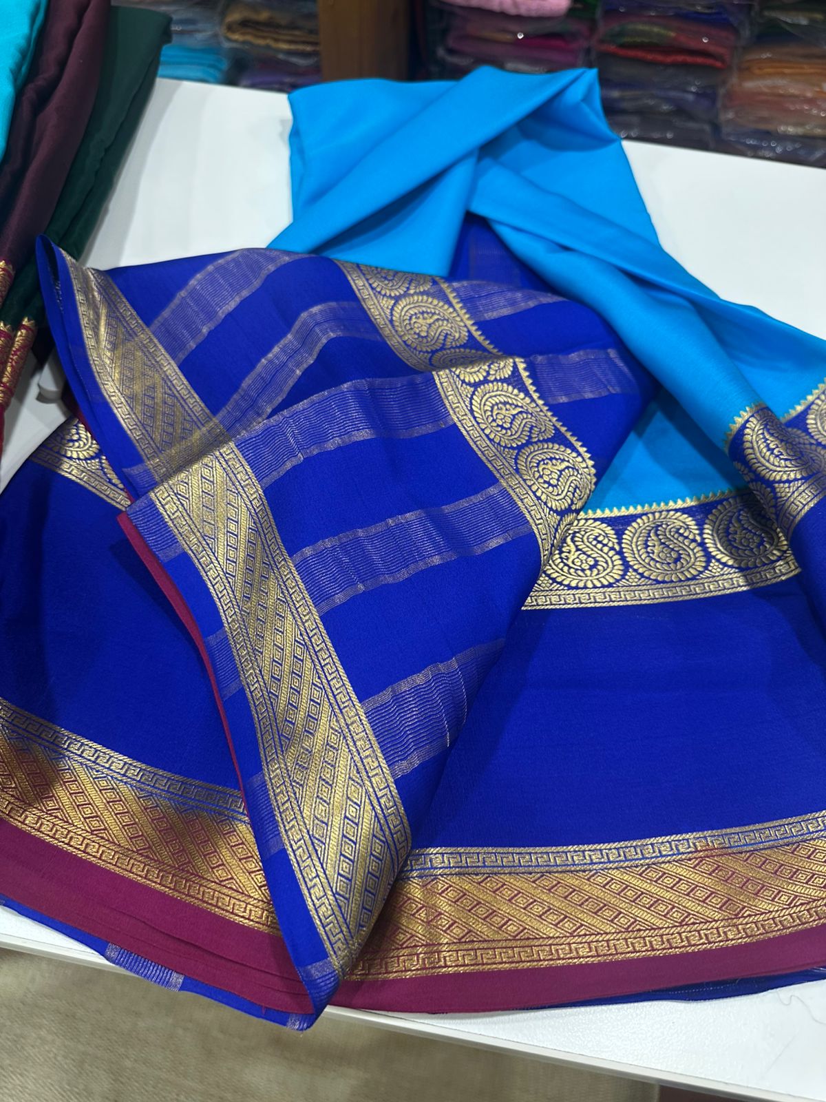 3 Color Combination Authentic Pure Mysore Silk Saree