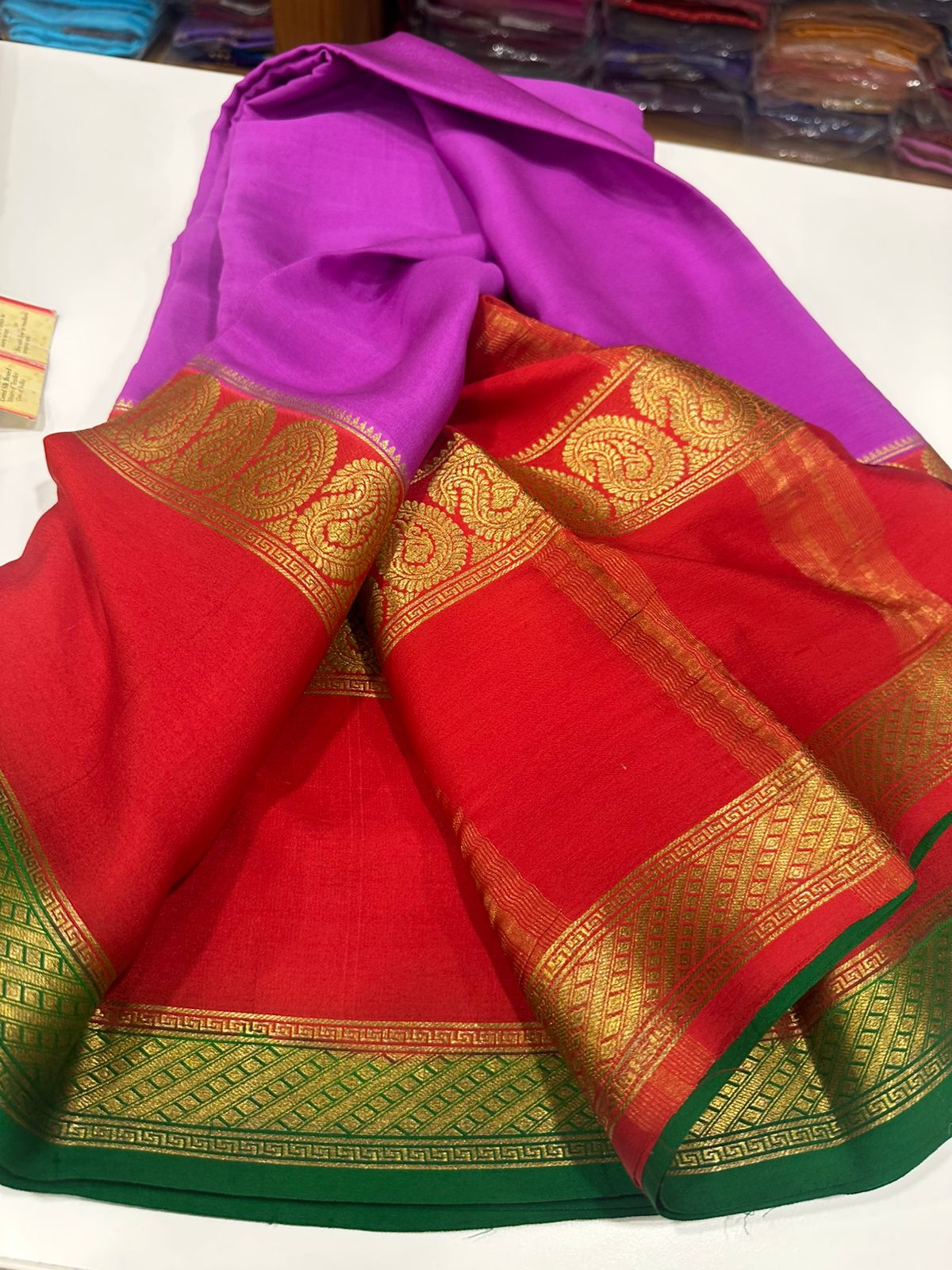 3 Color Combination Authentic Pure Mysore Silk Saree