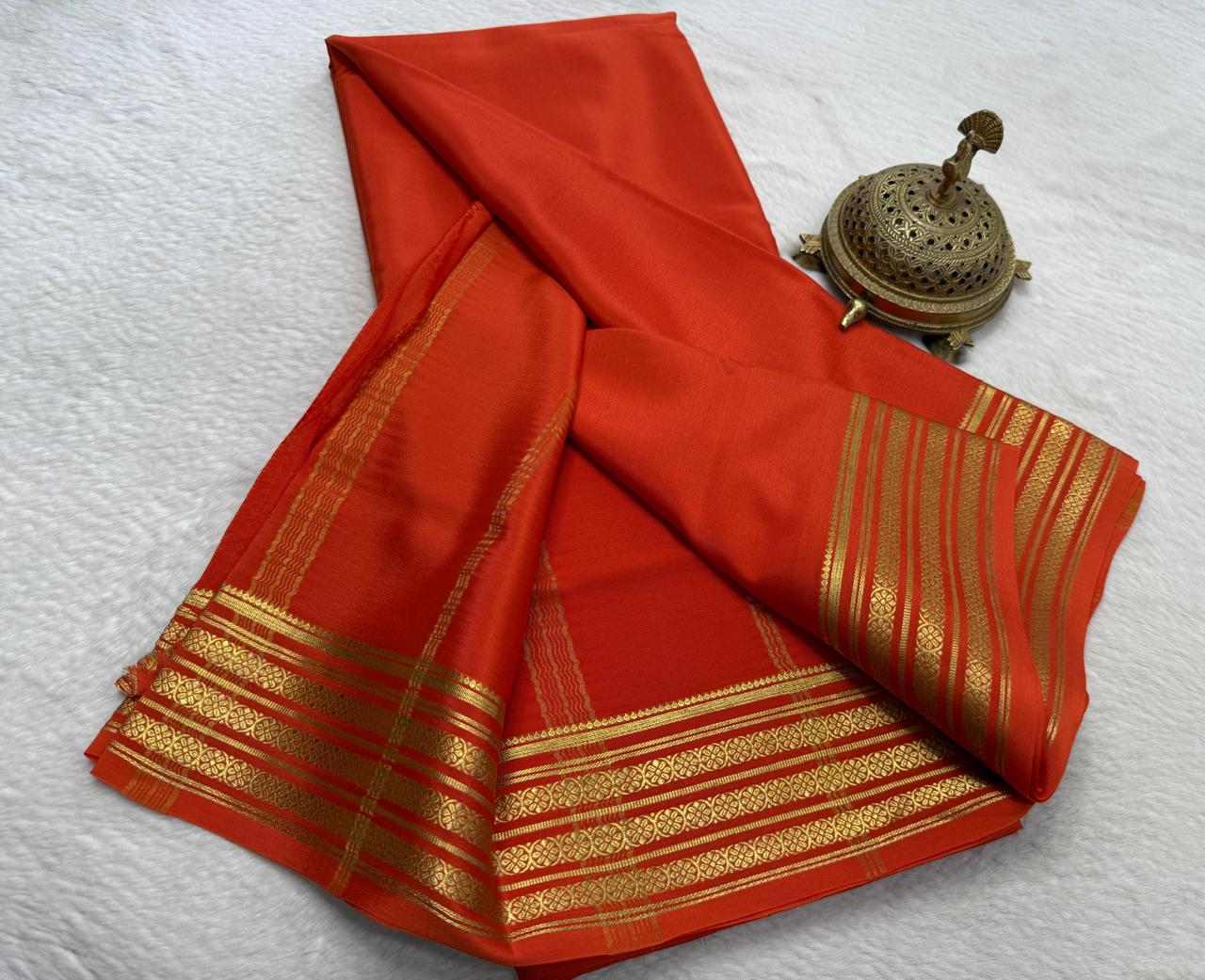 Pure Mysore Crepe Silk Traditional Wedding Saree