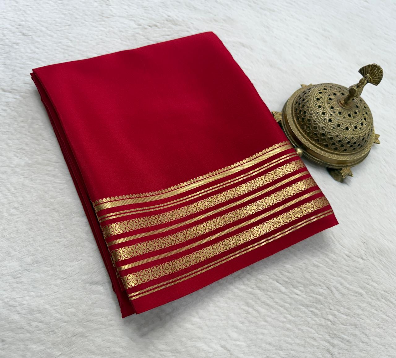 Pure Mysore Crepe Silk Traditional Wedding Saree